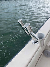 Load image into Gallery viewer, 3-Way Fishing Rod Holder - 10" Flared Tulip - Kite Rod Holder - Polished Aluminum