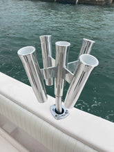 Load image into Gallery viewer, 5-Way Fishing Rod Holder - 10" Flared Tulip - Bent Butt - Kite Rod Holder - Polished Aluminum