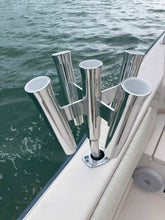 Load image into Gallery viewer, 5-Way Fishing Rod Holder - 10" Flared Tulip - Bent Butt - Kite Rod Holder - Polished Aluminum