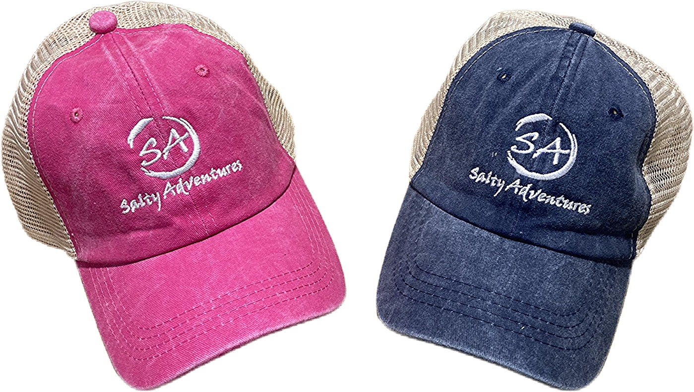 Salty Adventures Cap - Vintage Washed Distressed Baseball Trucker Cap for Men Women Pink