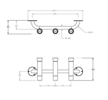 Load image into Gallery viewer, 3 Rod - Transom Console Mount Fishing Rod Holder Rack - 10" Flared Tulip - Polished Anodized Aluminum