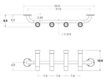 Load image into Gallery viewer, 4 Rod - Transom Console Mount Fishing Rod Holder Rack - 10" Flared Tulip - Polished Anodized Aluminum