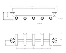 Load image into Gallery viewer, 5 Rod - Transom Console Mount Fishing Rod Holder Rack - 10" Flared Tulip - Polished Anodized Aluminum