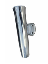 Load image into Gallery viewer, Transom Mount Fishing Rod Holder - 10" Flared Tulip - Polished Aluminum (15 Degree, Mount for Transom Outside)