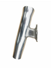 Load image into Gallery viewer, Transom Mount Fishing Rod Holder - 10" Flared Tulip - Polished Aluminum (-15 Degree, Mount for Transom Inside)
