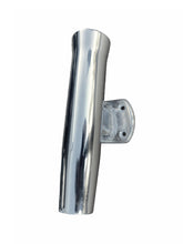Load image into Gallery viewer, Transom Mount Fishing Rod Holder - 10" Flared Tulip - Polished Aluminum (-15 Degree, Mount for Transom Inside)