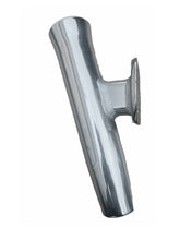 Load image into Gallery viewer, Transom Mount Fishing Rod Holder - 10" Flared Tulip - Polished Aluminum (15 Degree, Mount for Transom Outside)