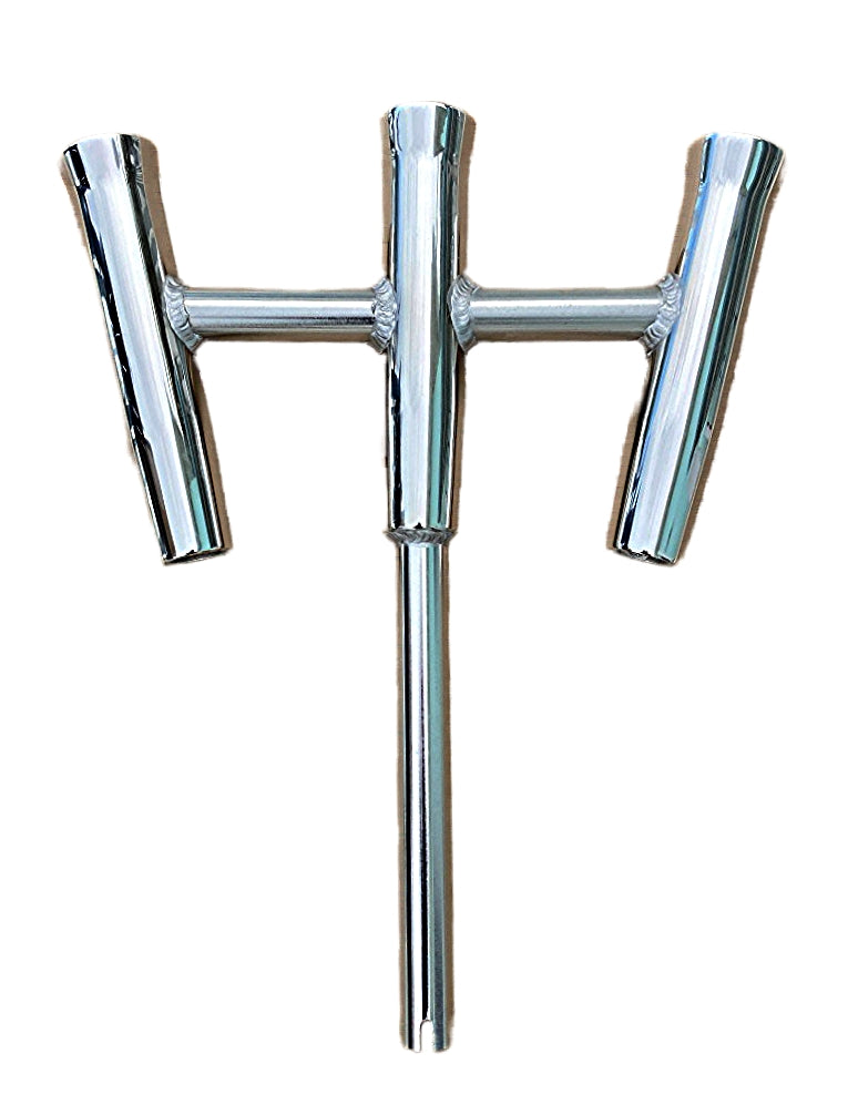 3 fishing rod holder Short Stack Vertical or 4 rod (with or w/o track mount) 4 rod w 45 degree track bracket / Black Expand your rod storage with our easy to install 3 pole holder Three 10" Aluminum Boat Fishing