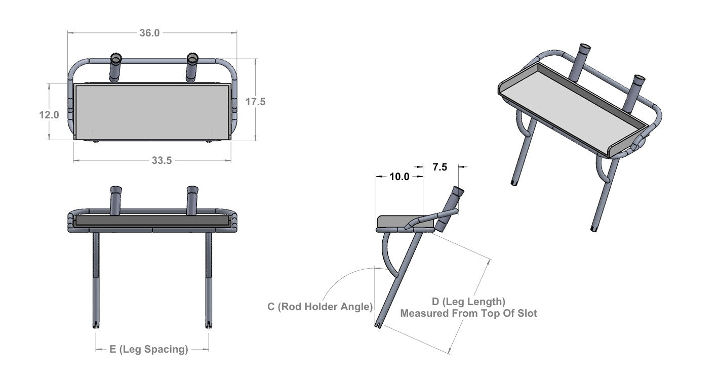 fishing rod holder dimensions Salty Adventures 1-Way Fishing Rod Holder - 10" Flared Tulip - Outrigger Style - Rod Rigger - Polished Aluminum