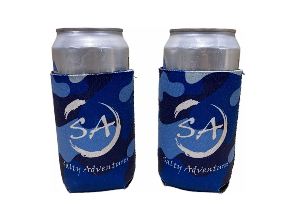 Salty Adventures - Neoprene Collapsible Insulated Beverage Cooler Sleeve -  2 Pack - Can Cozy